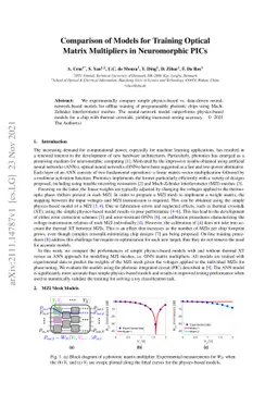 Comparison of Models for Training Optical Matrix Multipliers in
  Neuromorphic PICs