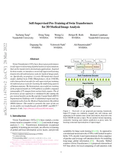 Self-Supervised Pre-Training of Swin Transformers for 3D Medical Image
  Analysis