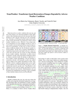 TransWeather: Transformer-based Restoration of Images Degraded by
  Adverse Weather Conditions