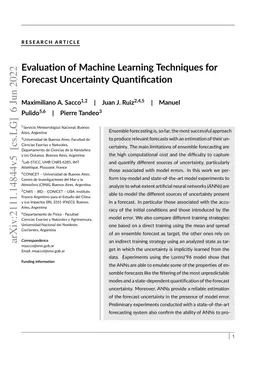 Evaluation of Machine Learning Techniques for Forecast Uncertainty
  Quantification