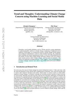 Trend and Thoughts: Understanding Climate Change Concern using Machine
  Learning and Social Media Data