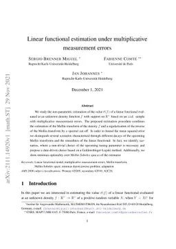 Linear functional estimation under multiplicative measurement errors