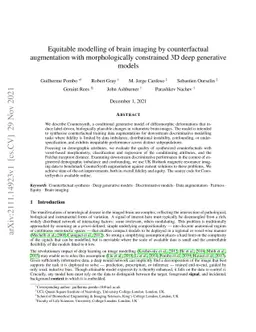 Equitable modelling of brain imaging by counterfactual augmentation with
  morphologically constrained 3D deep generative models
