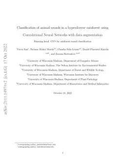 Classification of animal sounds in a hyperdiverse rainforest using
  Convolutional Neural Networks