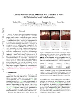 Camera Distortion-aware 3D Human Pose Estimation in Video with
  Optimization-based Meta-Learning