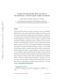 Unsupervised Domain Generalization for Person Re-identification: A
  Domain-specific Adaptive Framework