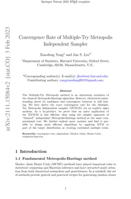 Convergence Rate of Multiple-try Metropolis Independent sampler