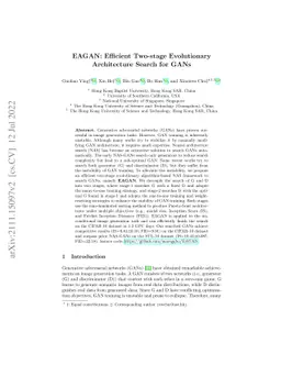 EAGAN: Efficient Two-stage Evolutionary Architecture Search for GANs