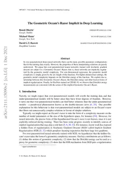 The Geometric Occam's Razor Implicit in Deep Learning