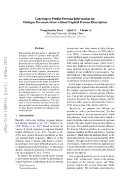 Learning to Predict Persona Information forDialogue Personalization
  without Explicit Persona Description