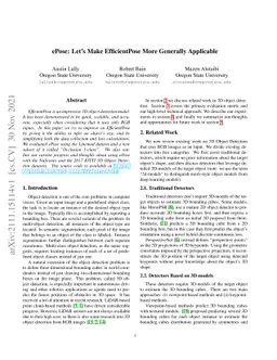 ePose: Let's Make EfficientPose More Generally Applicable