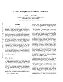 A Unified Pruning Framework for Vision Transformers