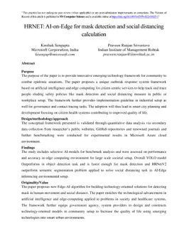 HRNET: AI on Edge for mask detection and social distancing