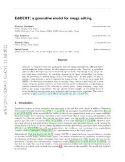 EdiBERT, a generative model for image editing