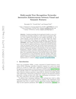 Multi-modal Text Recognition Networks: Interactive Enhancements between
  Visual and Semantic Features
