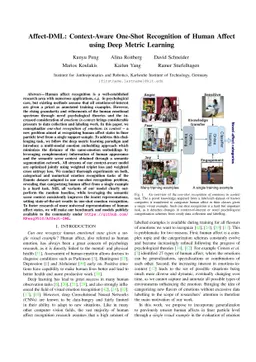 Affect-DML: Context-Aware One-Shot Recognition of Human Affect using
  Deep Metric Learning