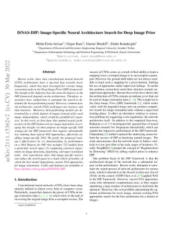 ISNAS-DIP: Image-Specific Neural Architecture Search for Deep Image
  Prior