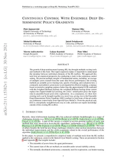 Continuous Control With Ensemble Deep Deterministic Policy Gradients