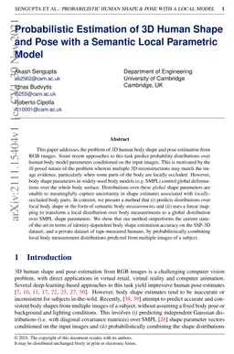 Probabilistic Estimation of 3D Human Shape and Pose with a Semantic
  Local Parametric Model