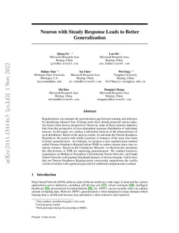 Neuron with Steady Response Leads to Better Generalization