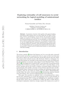 Exploring rationality of self awareness in social networking for logical
  modeling of unintentional insiders