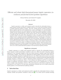 Efficient and robust high-dimensional sparse logistic regression via
  nonlinear primal-dual hybrid gradient algorithms