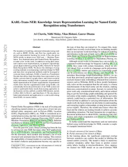 KARL-Trans-NER: Knowledge Aware Representation Learning for Named Entity
  Recognition using Transformers