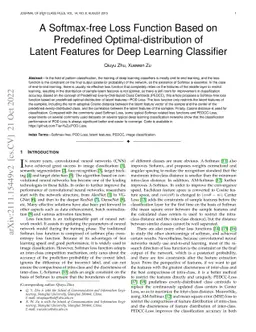 A Softmax-free Loss Function Based on Predefined Optimal-distribution of
  Latent Features for Deep Learning Classifier