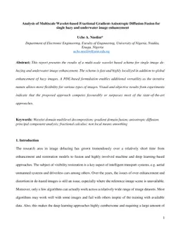 Analysis of Multiscale Wavelet-based Fractional Gradient-Anisotropic
  Diffusion Fusion for single hazy and underwater image enhancement