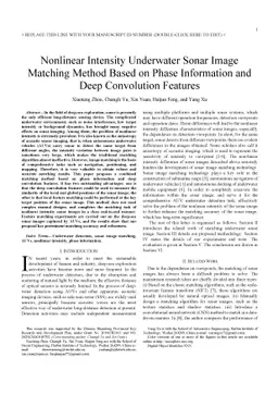 Nonlinear Intensity Underwater Sonar Image Matching Method Based on
  Phase Information and Deep Convolution Features