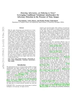 Detecting Adversaries, yet Faltering to Noise? Leveraging Conditional
  Variational AutoEncoders for Adversary Detection in the Presence of Noisy
  Images
