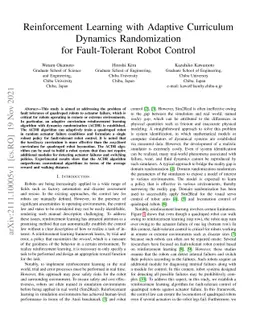 Reinforcement Learning with Adaptive Curriculum Dynamics Randomization
  for Fault-Tolerant Robot Control