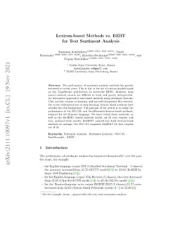 Lexicon-based Methods vs. BERT for Text Sentiment Analysis