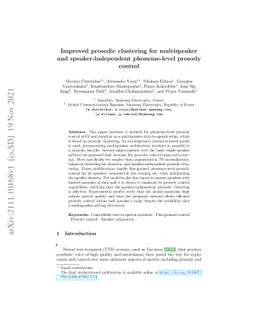 Improved Prosodic Clustering for Multispeaker and Speaker-independent
  Phoneme-level Prosody Control