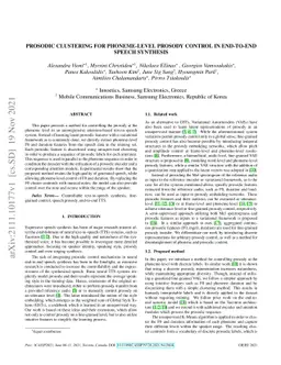 Prosodic Clustering for Phoneme-level Prosody Control in End-to-End
  Speech Synthesis