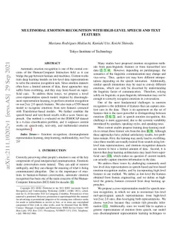 Multimodal Emotion Recognition with High-level Speech and Text Features