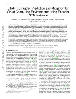 START: Straggler Prediction and Mitigation for Cloud Computing
  Environments using Encoder LSTM Networks