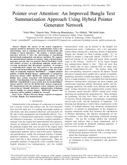Pointer over Attention: An Improved Bangla Text Summarization Approach
  Using Hybrid Pointer Generator Network