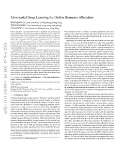 Adversarial Deep Learning for Online Resource Allocation