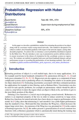 Probabilistic Regression with Huber Distributions