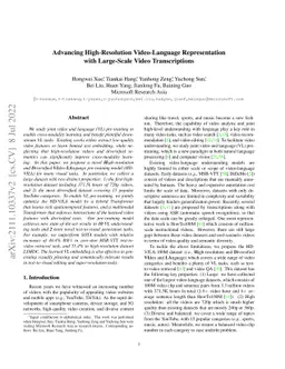 Advancing High-Resolution Video-Language Representation with Large-Scale
  Video Transcriptions