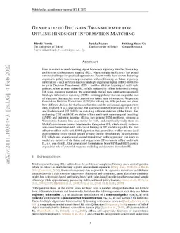 Generalized Decision Transformer for Offline Hindsight Information
  Matching