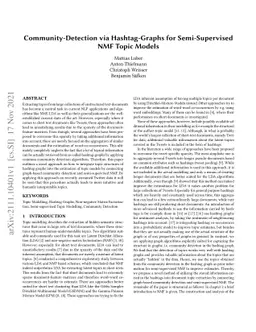 Community-Detection via Hashtag-Graphs for Semi-Supervised NMF Topic
  Models