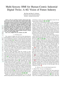 Multi-Sensory HMI for Human-Centric Industrial Digital Twins: A 6G
  Vision of Future Industry