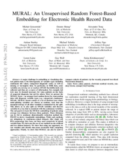 MURAL: An Unsupervised Random Forest-Based Embedding for Electronic
  Health Record Data