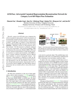 ACR-Pose: Adversarial Canonical Representation Reconstruction Network
  for Category Level 6D Object Pose Estimation