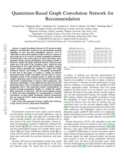 Quaternion-Based Graph Convolution Network for Recommendation