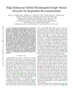 Edge-Enhanced Global Disentangled Graph Neural Network for Sequential
  Recommendation