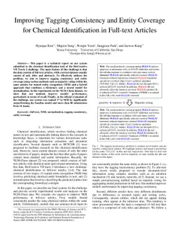 Improving Tagging Consistency and Entity Coverage for Chemical
  Identification in Full-text Articles