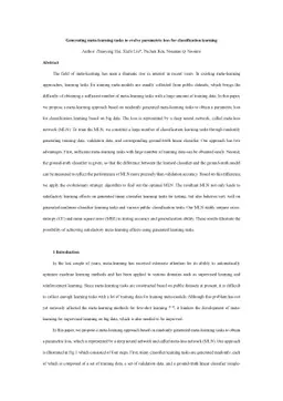 Generating meta-learning tasks to evolve parametric loss for
  classification learning
